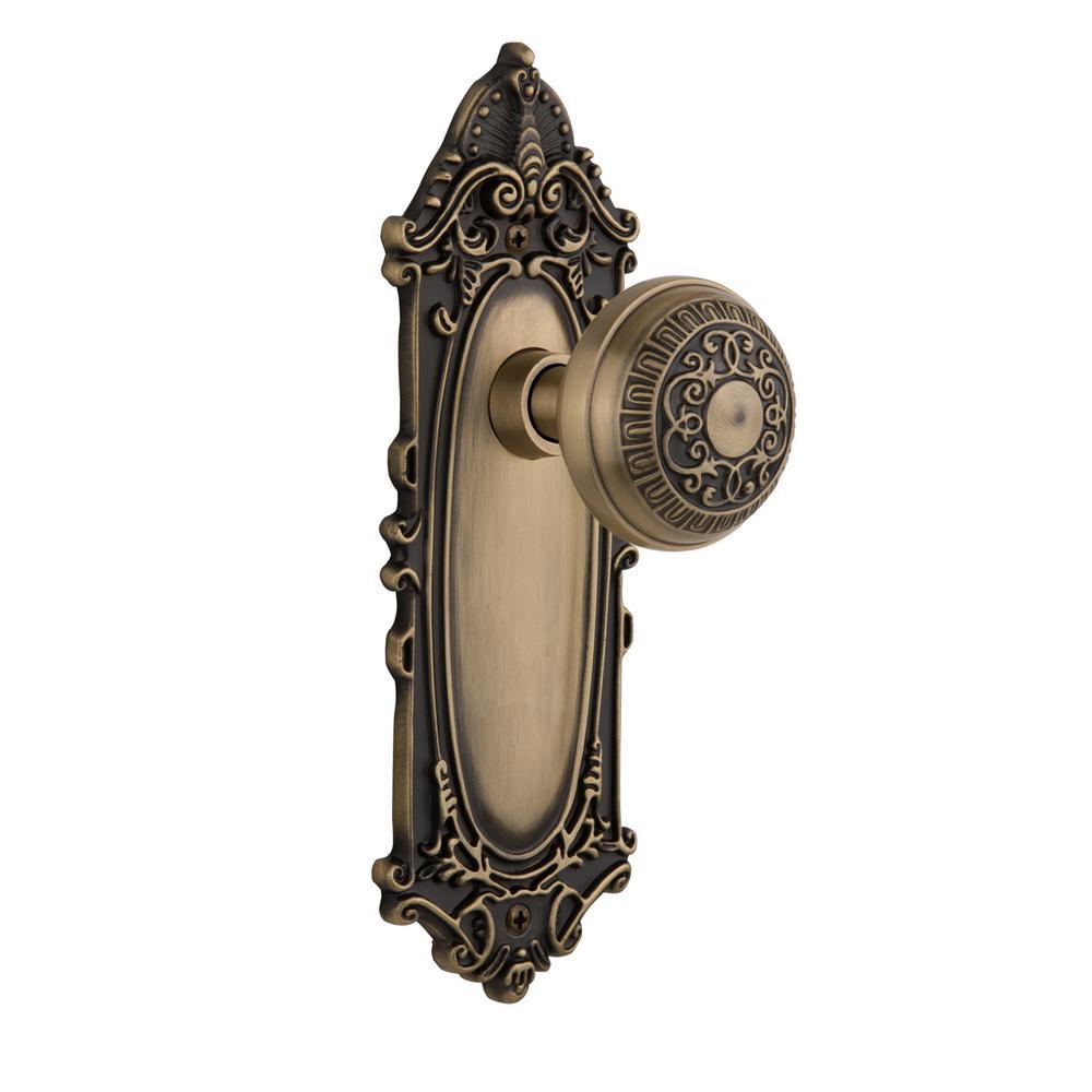 Victorian Plate 2-3/4 in. Backset Antique Brass PassaHall/Closet Egg and Dart Door Knob