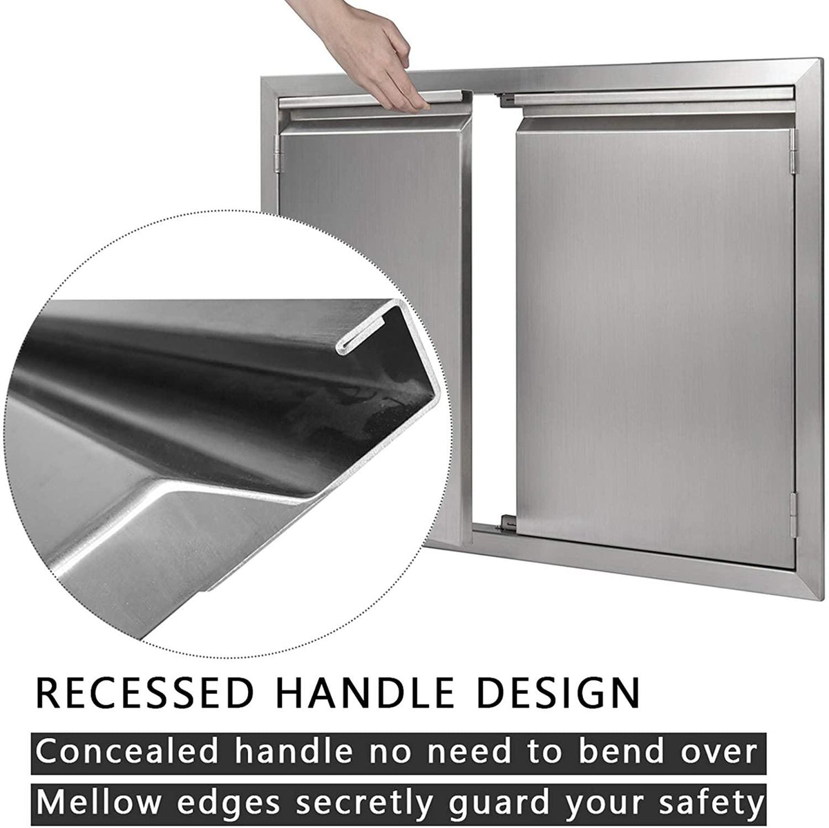 JIE JIN BBQ Access Door 26" W X 24" H, 304 Stainless Steel Outdoor Kitchen Acces
