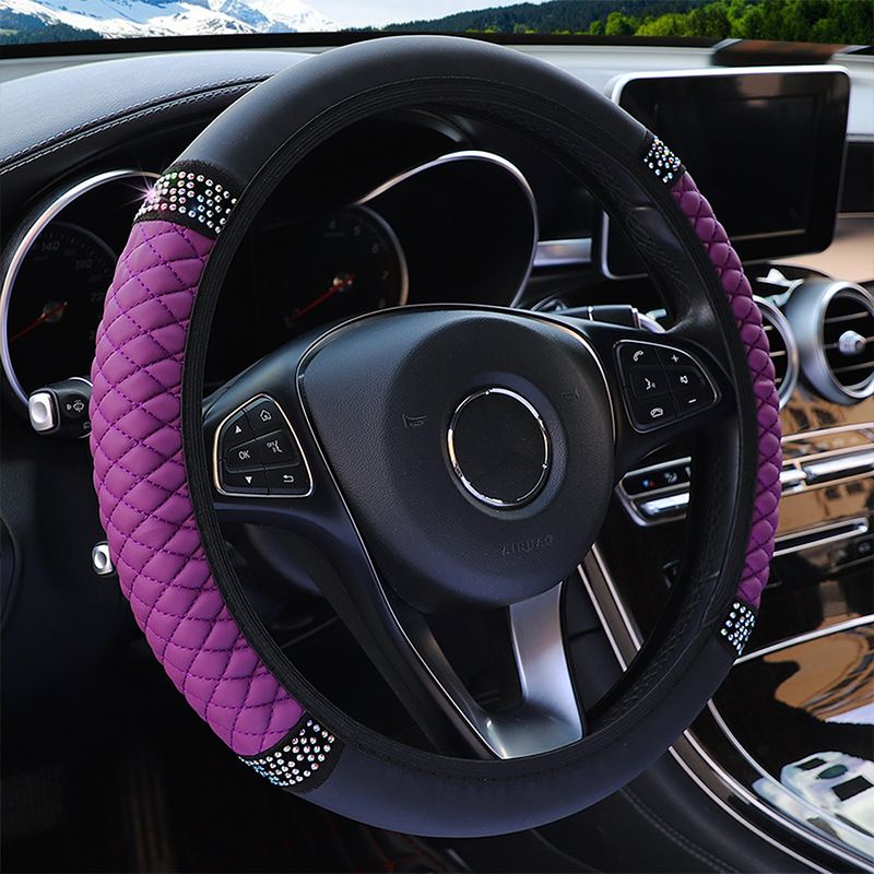 Bling Soft Faux Leather Car Steering Wheel Cover Non-Slip Heat And Cold Protector