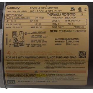 Motor, TriStar SP3200X, 1.5hp, 2-Spd, 208-230v, MaxRated