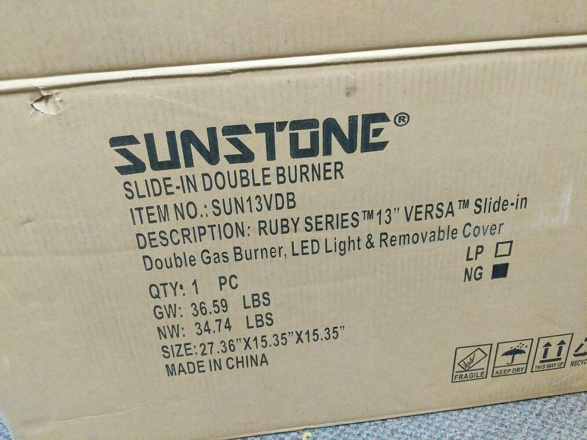 Sunstone Ruby Series 13-in Versa Slide-in Double Gas Burner LED Light And...