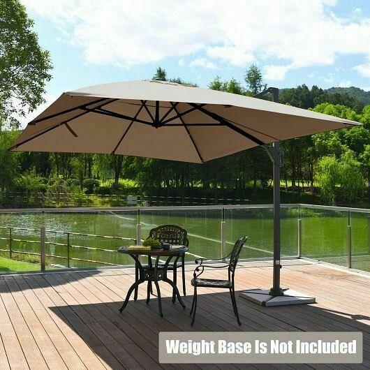 10x13ft Rectangular Cantilever Umbrella with 360 Rotation Function-Coffee - Col