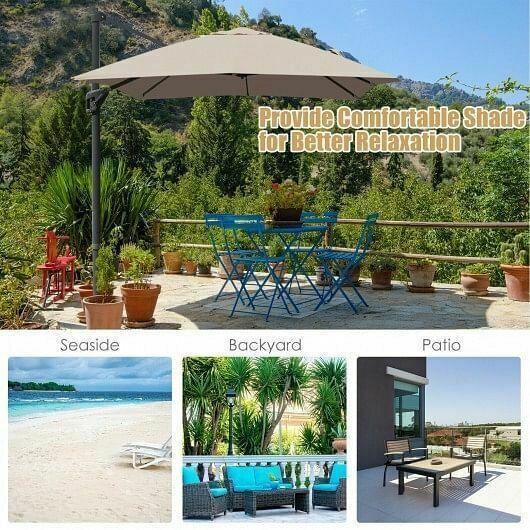 10x13ft Rectangular Cantilever Umbrella with 360 Rotation Function-Coffee - Col