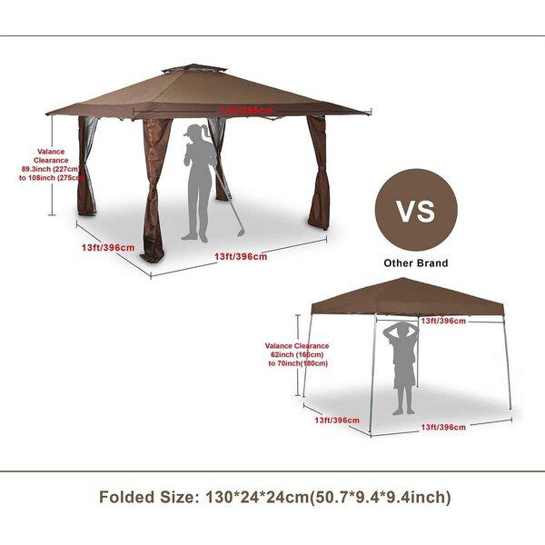 Outdoor Backyard Shade 13 Ft. W X 13 Ft. D Steel Pop-Up Canopy
