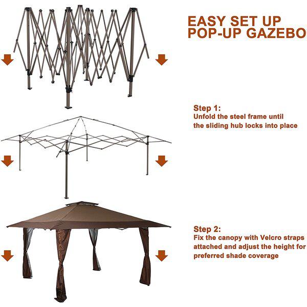 Outdoor Backyard Shade 13 Ft. W X 13 Ft. D Steel Pop-Up Canopy
