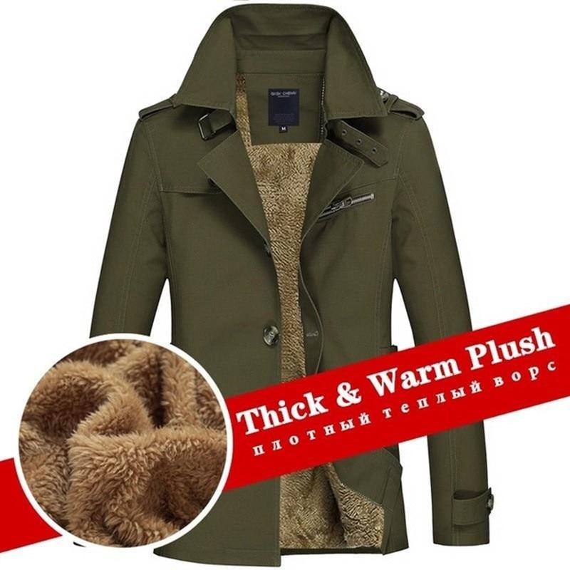 2021  Warm Fleece Outwear Windbreaker Jacket Casual Trench Coat