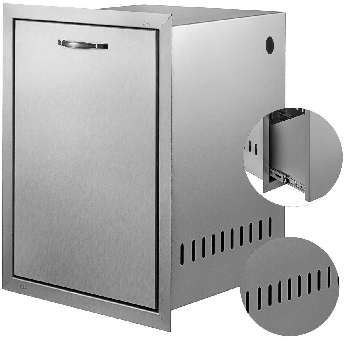 VEVOR BBQ Island Slide Out Trash Propane Storage Drawer Stainless Steel 16"x22"
