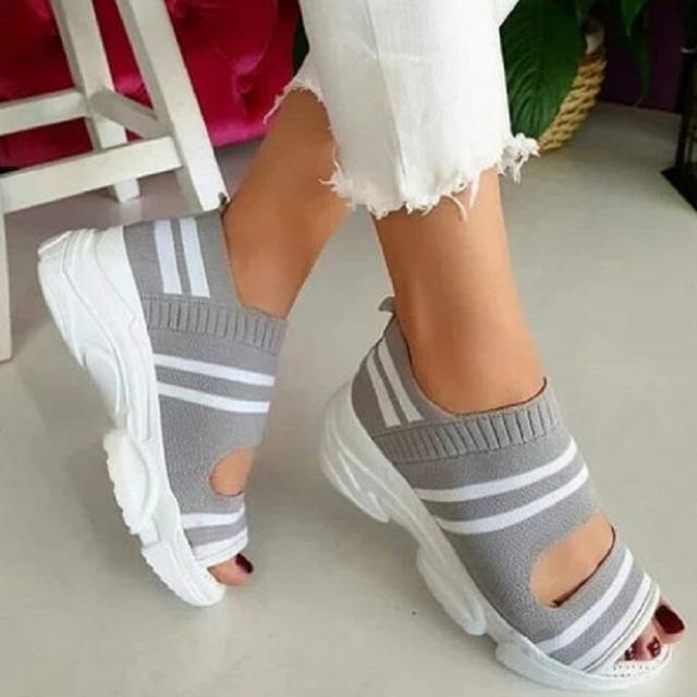 Fashion Women Summer Open Toe Flying Woven Beach Sandals