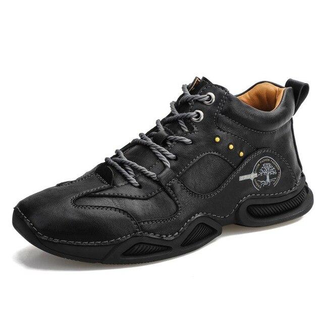 Men Hand Stitching Microfiber Leather Soft Ankle Boots