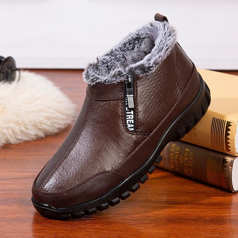 Men Waterproof Plush Warm Lining Comfy Casual Ankle Boots