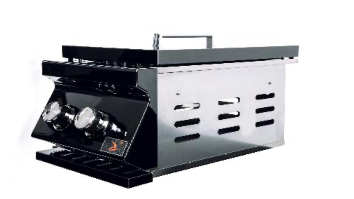 Bonfire Black Stainless Double Side Burner 24,000 BTUs