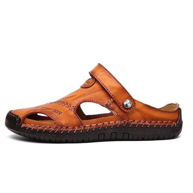 Fashion Men Half Drag Leather Beach Dual-use Sandals