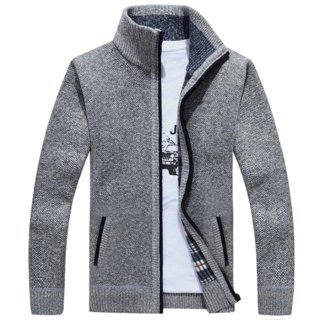 New Autumn Winter Men Warm Cashmere Casual Wool Zipper Slim Fit Fleece Jacket