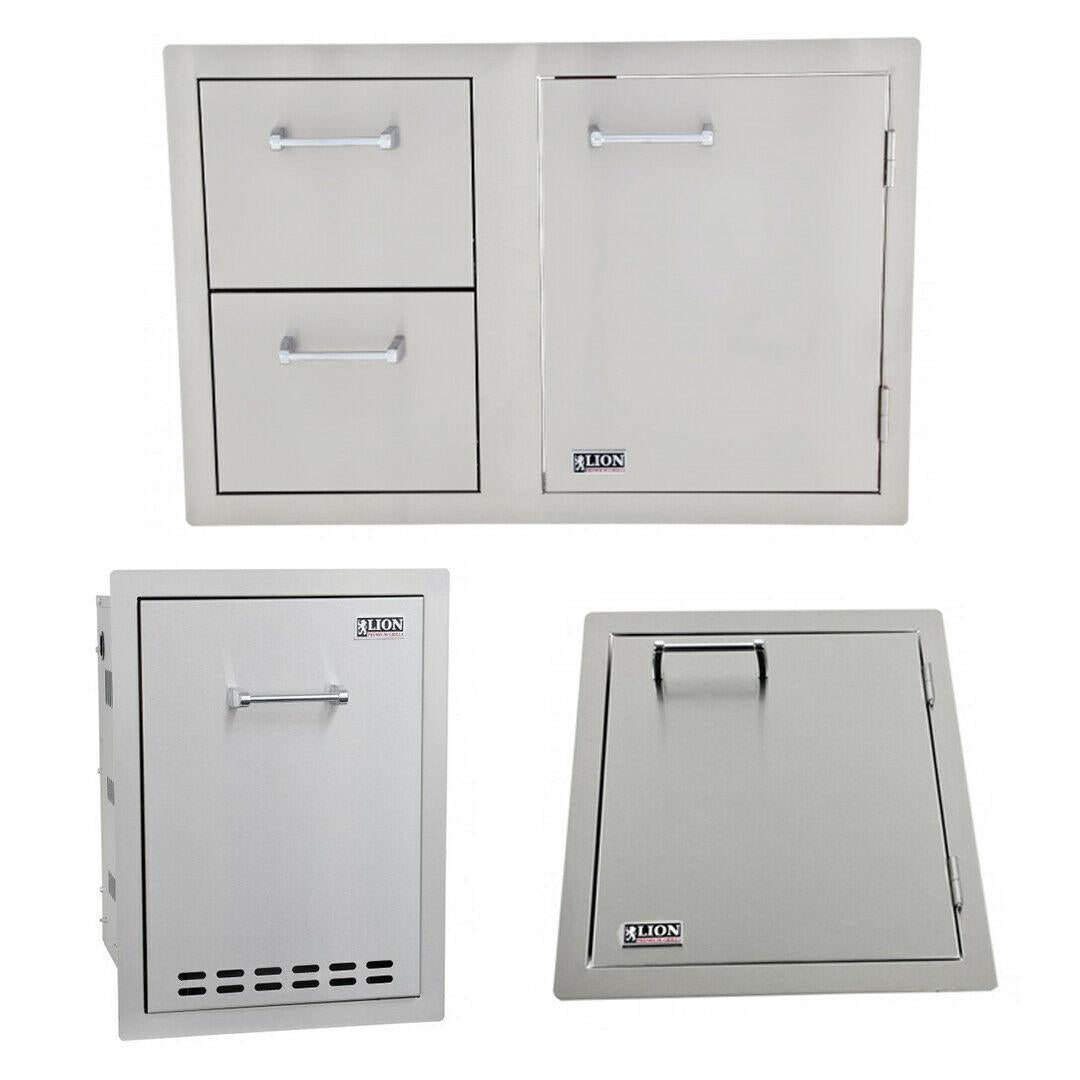 Lion BBQ Combination Door/Drawer with Multi Function Bin and Vertical Access Doo