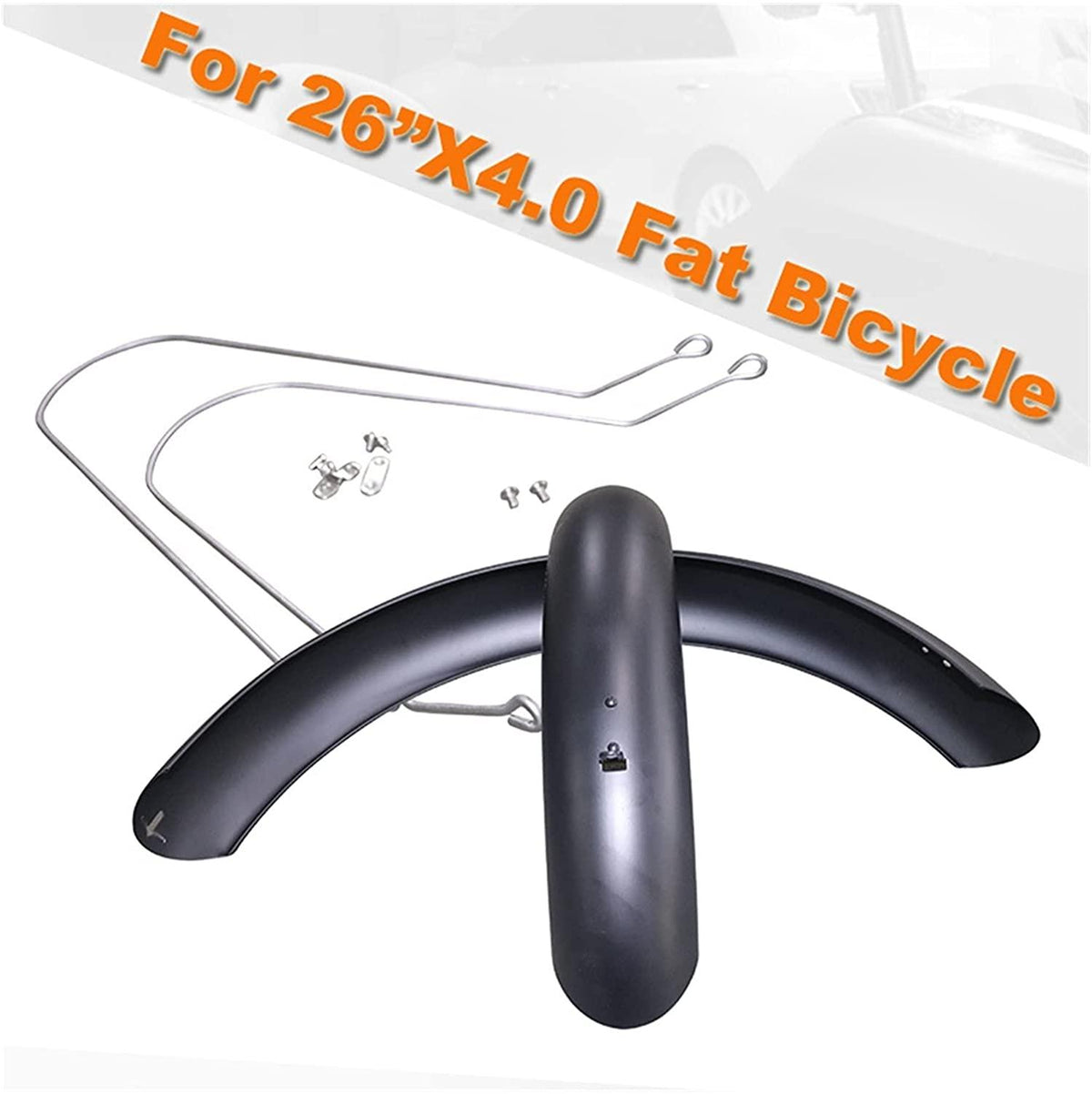 DONGMEICHEN 26" 4.0 Fat Tire Mud Guards Fender Set Fit for Mountain Bike Road Bicycle Snow Bike Accessories Fender Full Coverage (Color : Black Fender Set)