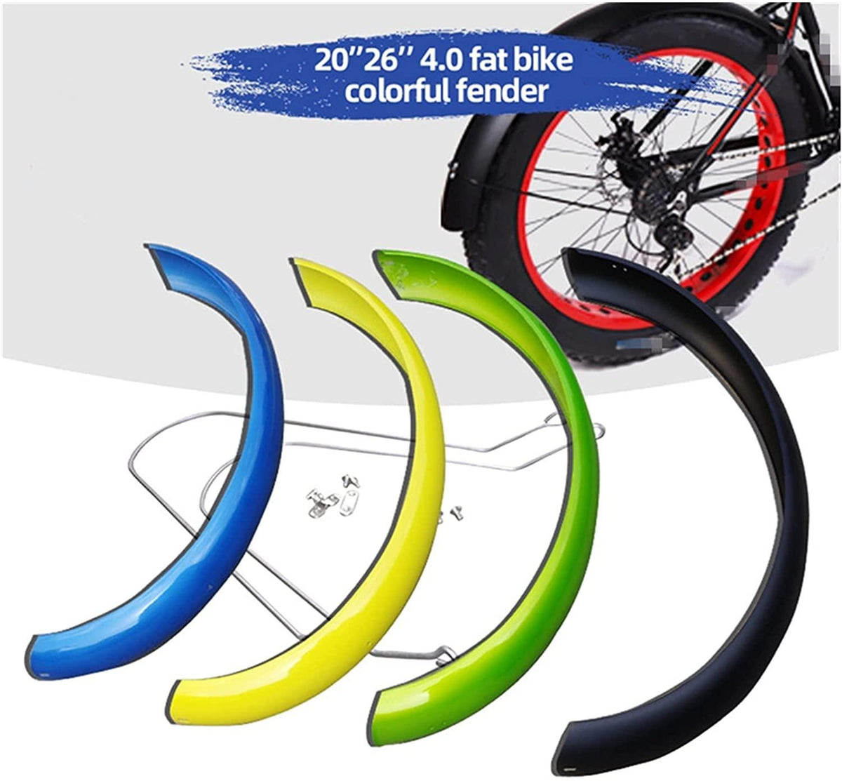 DONGMEICHEN 26" 4.0 Fat Tire Mud Guards Fender Set Fit for Mountain Bike Road Bicycle Snow Bike Accessories Fender Full Coverage (Color : Black Fender Set)