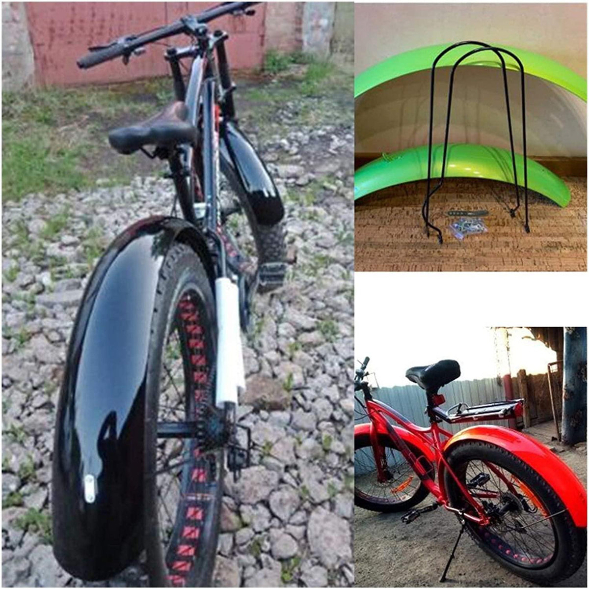 DONGMEICHEN 26" 4.0 Fat Tire Mud Guards Fender Set Fit for Mountain Bike Road Bicycle Snow Bike Accessories Fender Full Coverage (Color : Black Fender Set)