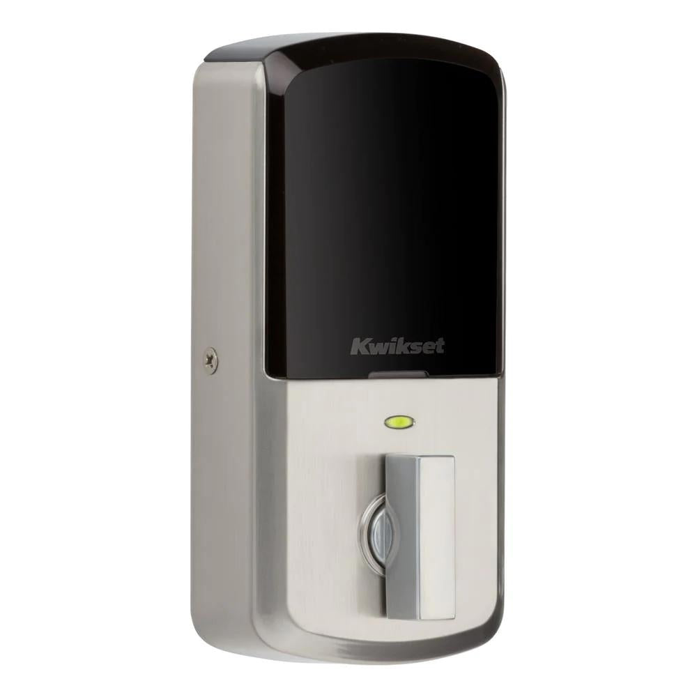 Aura Satin Nickel Single Cyl. Elec. BT Keypad Smart Lock Deadbolt Feat SmartKey Security/Avalon Handle and Tustin Lever