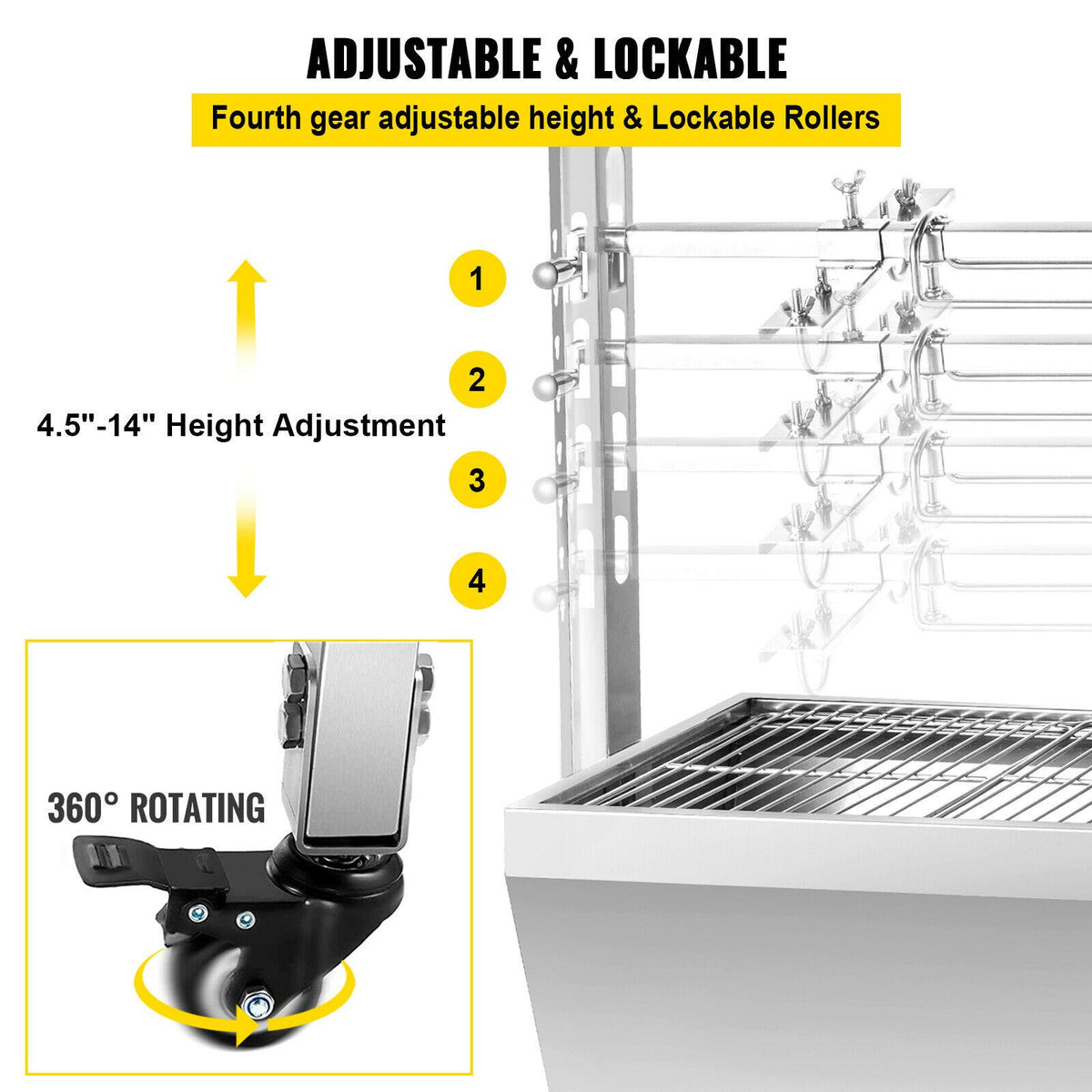 42'' 88Lbs Stainless Lamb Roaster Rotisserie Spit Wind Shield Charcoal Pig