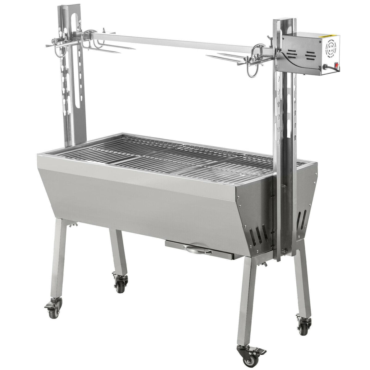 42'' 88Lbs Stainless Lamb Roaster Rotisserie Spit Wind Shield Charcoal Pig