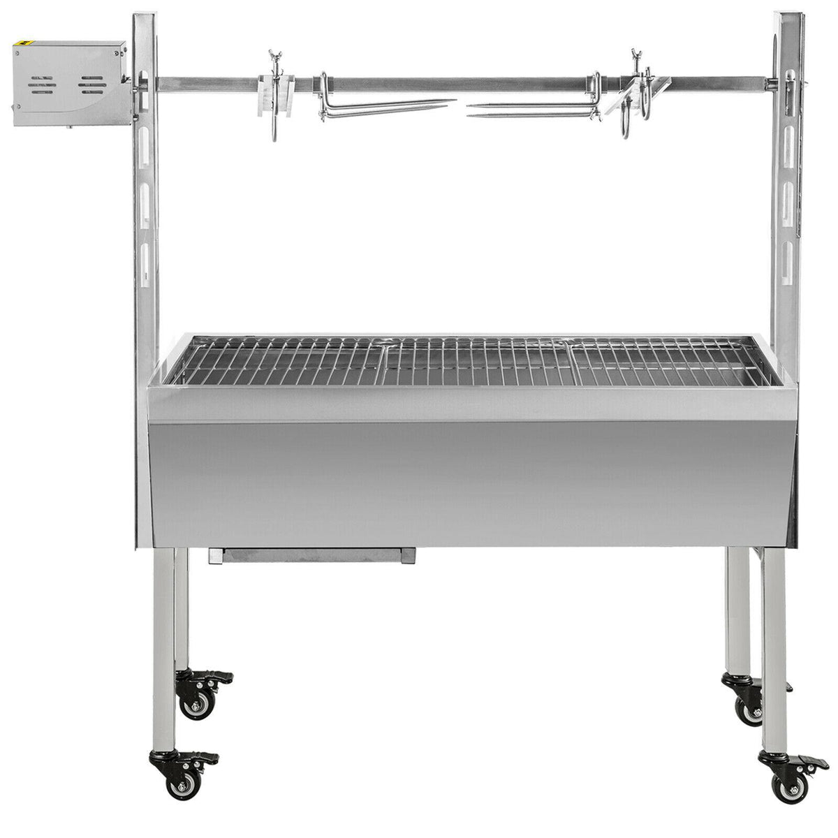 42'' 88Lbs Stainless Lamb Roaster Rotisserie Spit Wind Shield Charcoal Pig