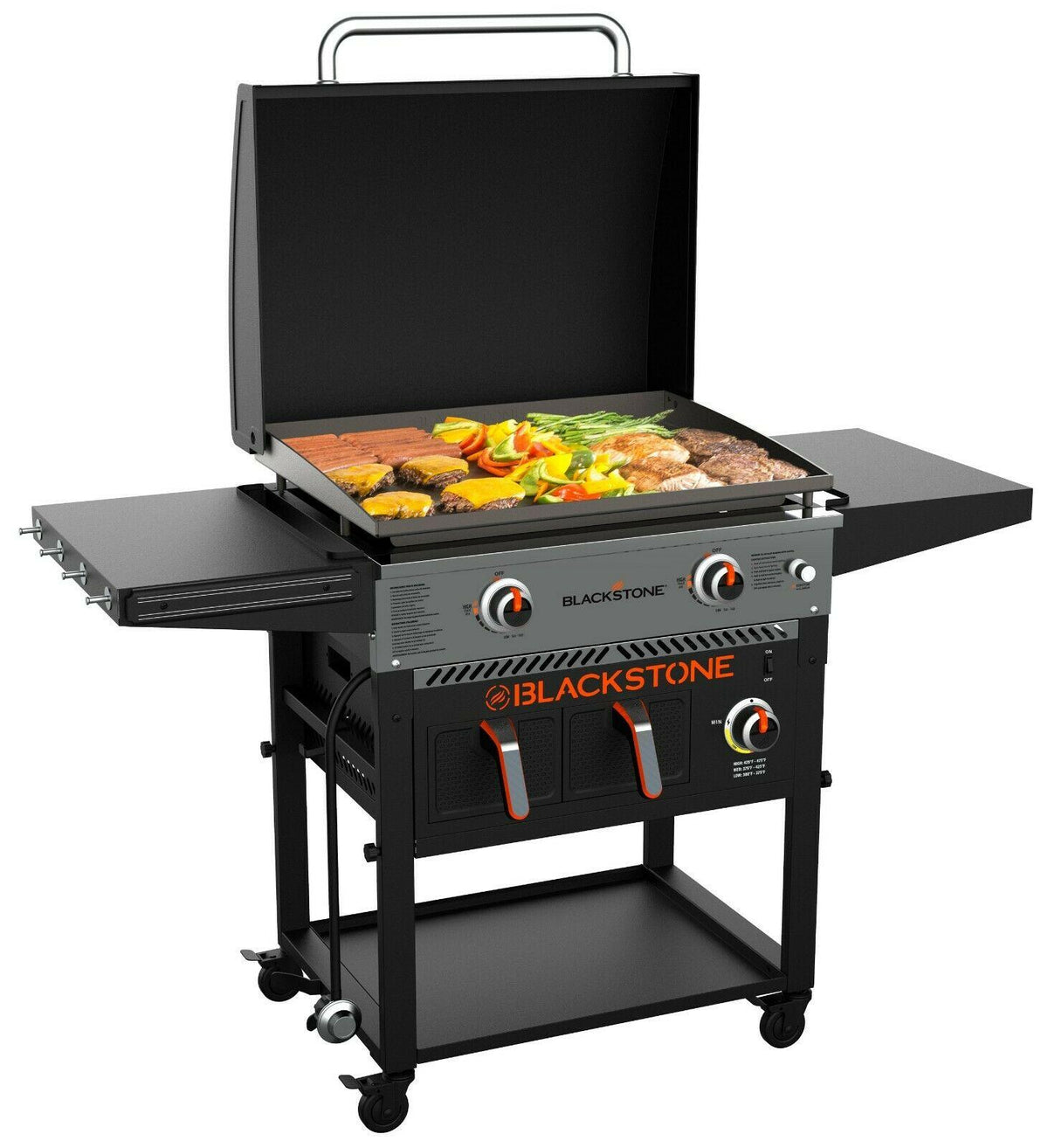 Blackstone 2-Burner 28" Griddle with Electric Air Fryer and Hood - Black