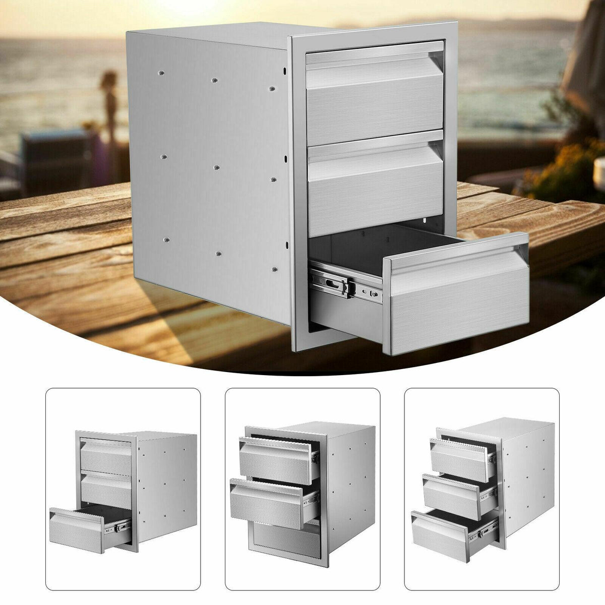 Stainless Steel 14x20.5x23" Combined Drawer Cabinet For Outdoor Storage Kitchen