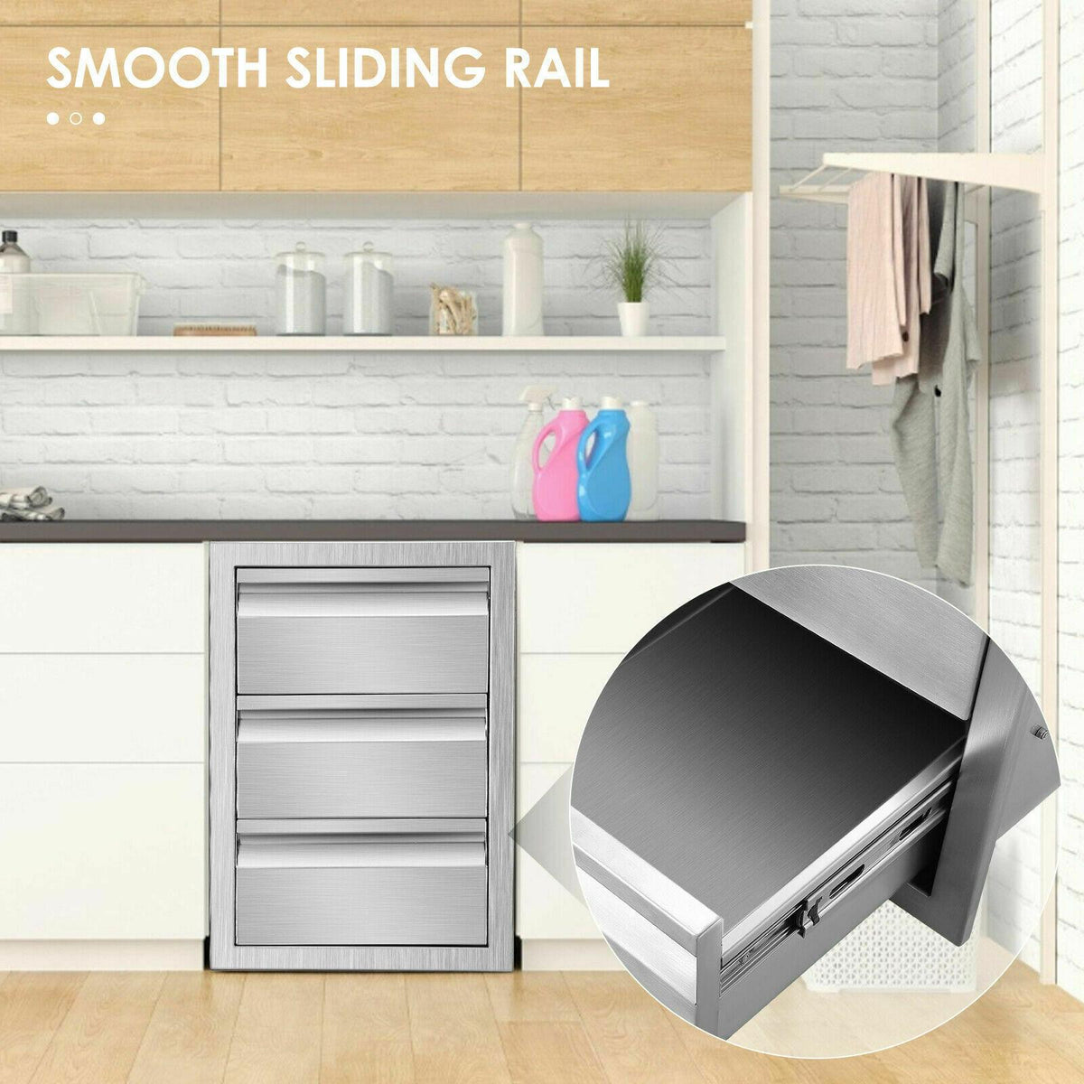 Stainless Steel 14x20.5x23" Combined Drawer Cabinet For Outdoor Storage Kitchen