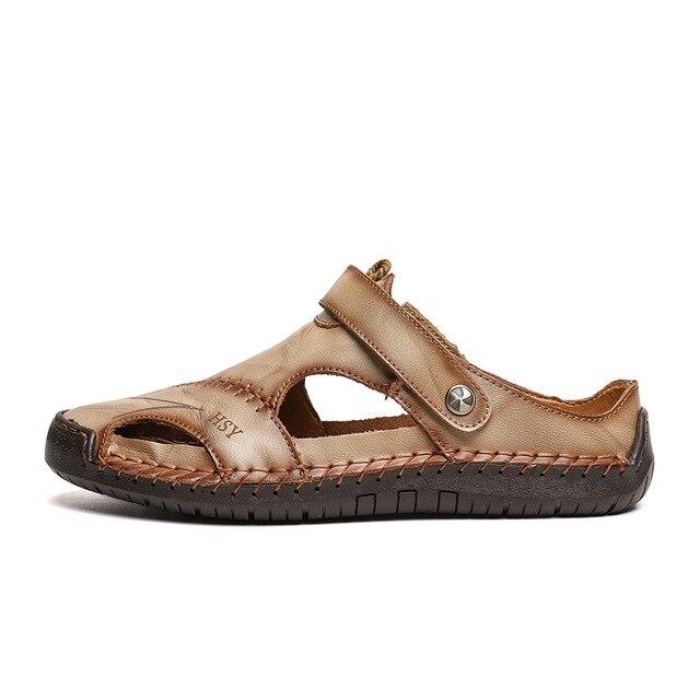 Fashion Men Half Drag Leather Beach Dual-use Sandals