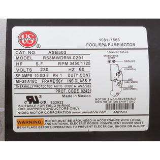 Motor, US Motor/WW, 1.0hp, 230v, 2-Speed, 56Y Frame