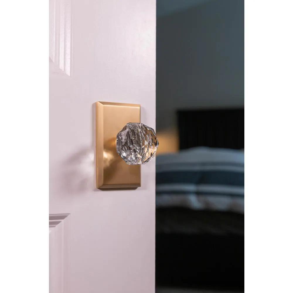 Crystal Ball Bed/Bath Door Knob with Grande Square Rosette in Satin Gold