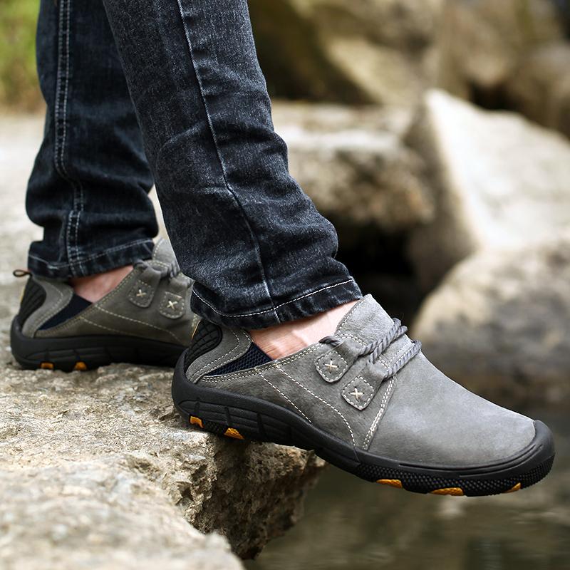 Men's Shoes - Fashion Genuine Leather Plus Size Men Breathable Outdoor Training Shoes