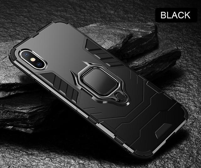 Phone Case - Luxury Heavy Duty Anti-knock Ring Bracket Shockproof Phone Case For iPhone X/XS/XR/XS Max