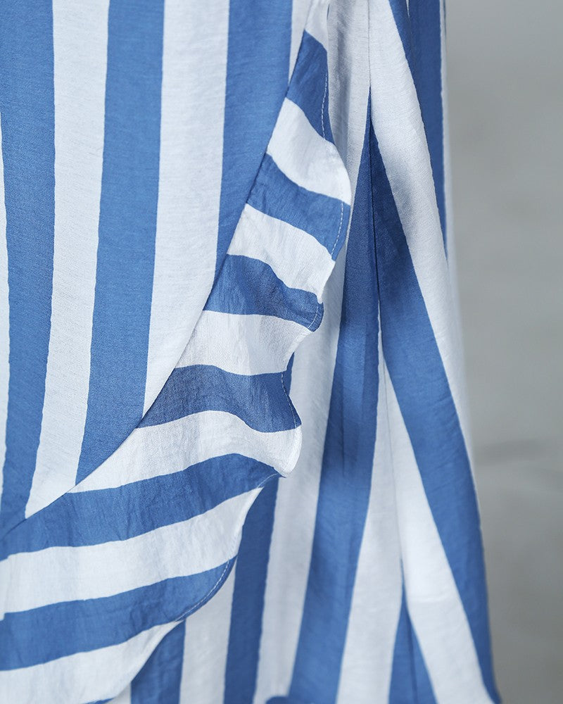 Striped Off Shoulder Top & Ruffles Skirt Sets