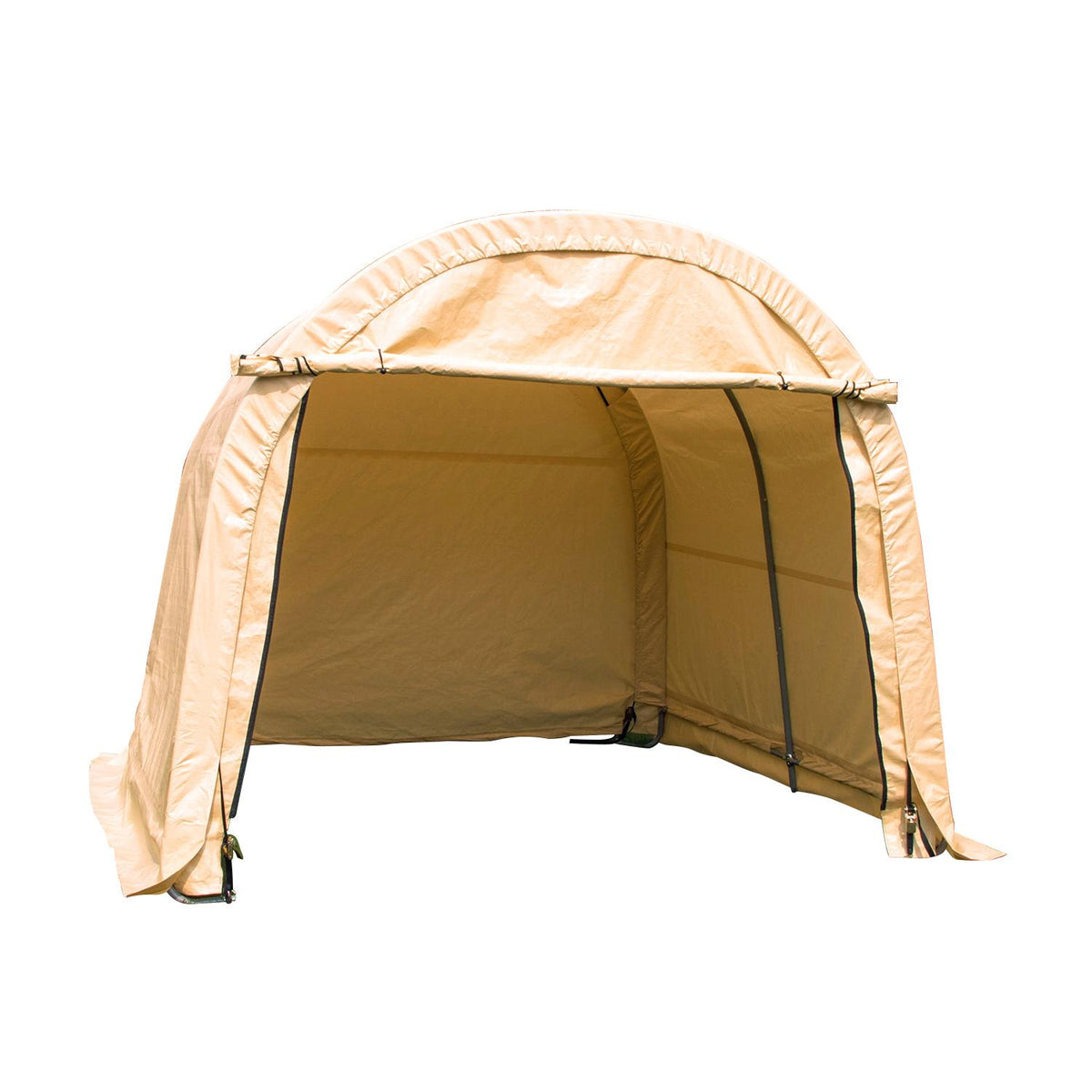 10x10x8 FT Carport Storage Shed Tent Auto Shelter Car Garage Steel Frame Beige