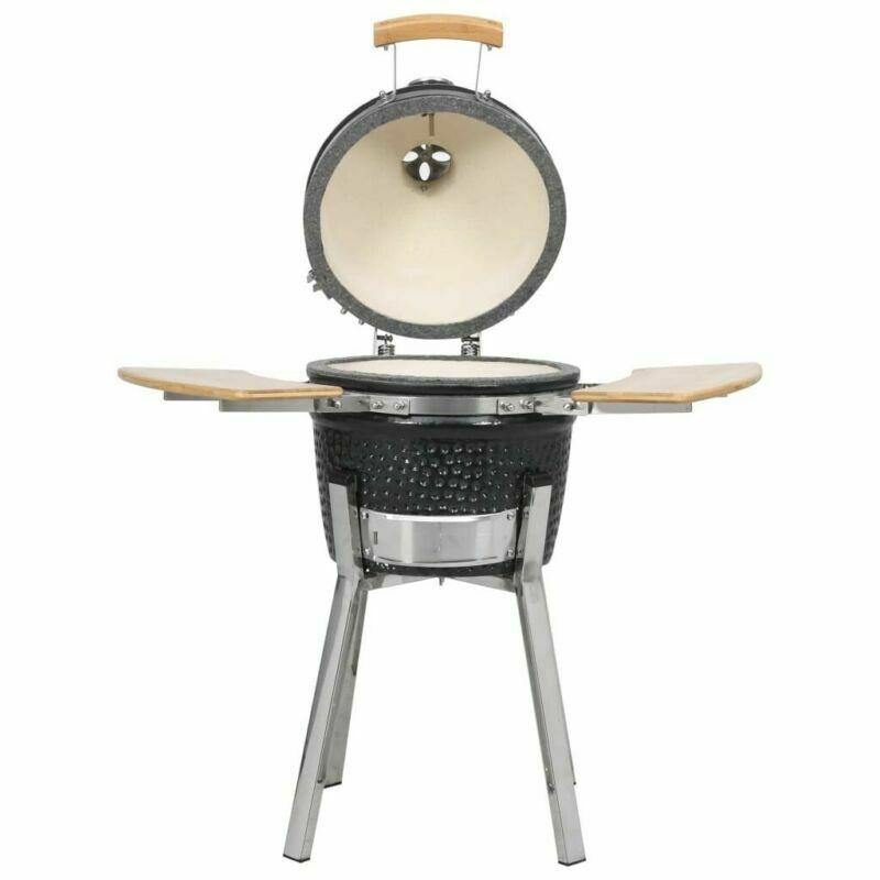 31.9" Kamado Egg Style Ceramic BBQ Grill Smoker W/ Side Table for Pinic Camping