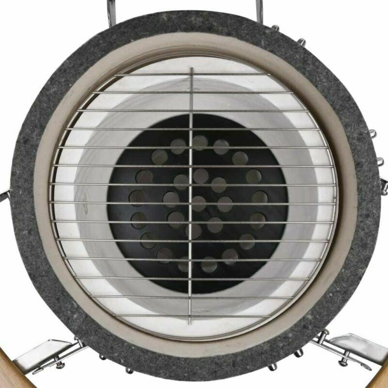 31.9" Kamado Egg Style Ceramic BBQ Grill Smoker W/ Side Table for Pinic Camping