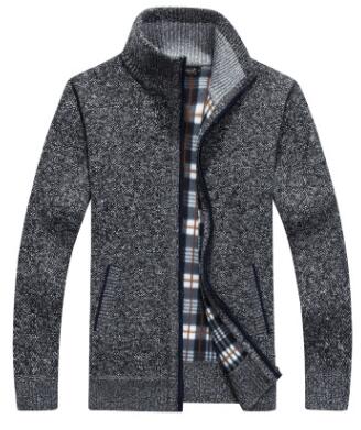 New Autumn Winter Men Warm Cashmere Casual Wool Zipper Slim Fit Fleece Jacket