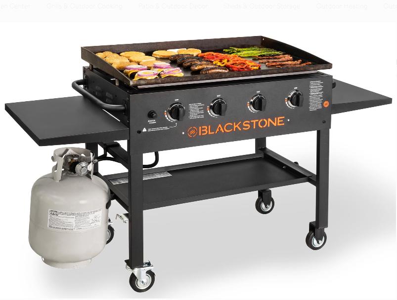 4-Burner 36" Griddle Cooking Station with Side Shelves