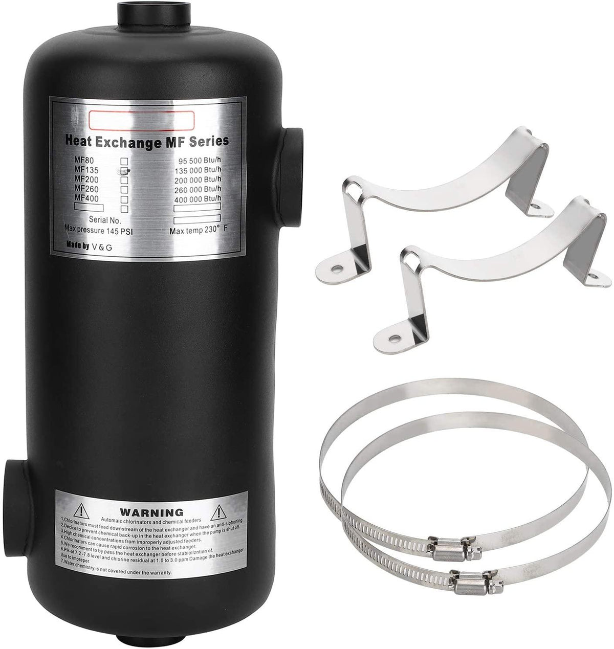 Aqur2020 Pool Heater Swimming, Swimming Pool Tubular Heat Exchanger Thermostatic for Hot Spring Pond Bathtub