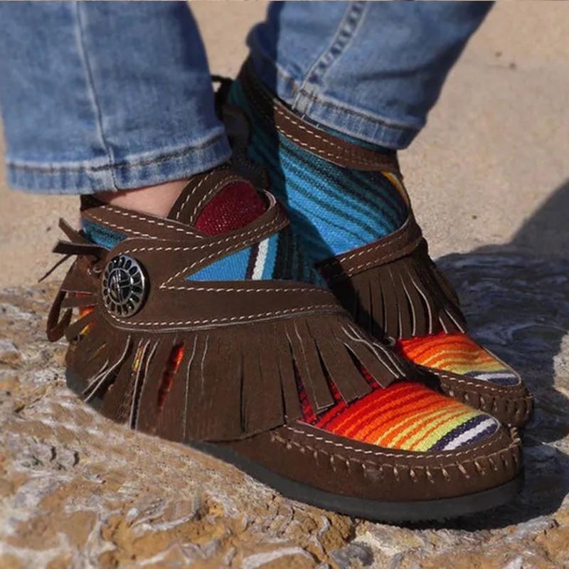 2021 Women's Comfy Flock Sewing Casual Flat Rainbow Boots