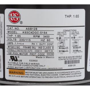 Motor Corp Motor, , 1.0 Horsepower, Threaded, Fullrate, 115/230v