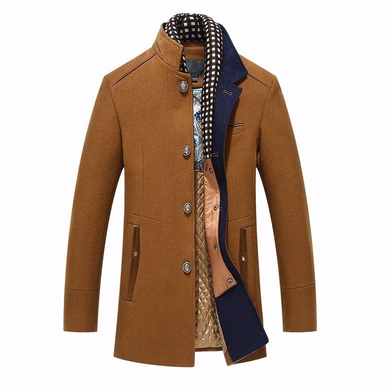Fashion Business Double Collar Thicken Men Trench Coat