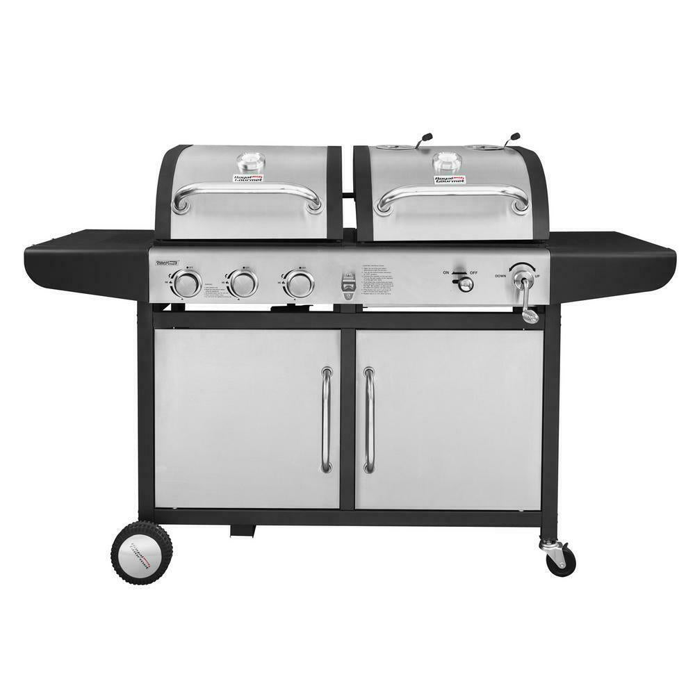 3-Burner Propane Gas and Charcoal Combo Grill