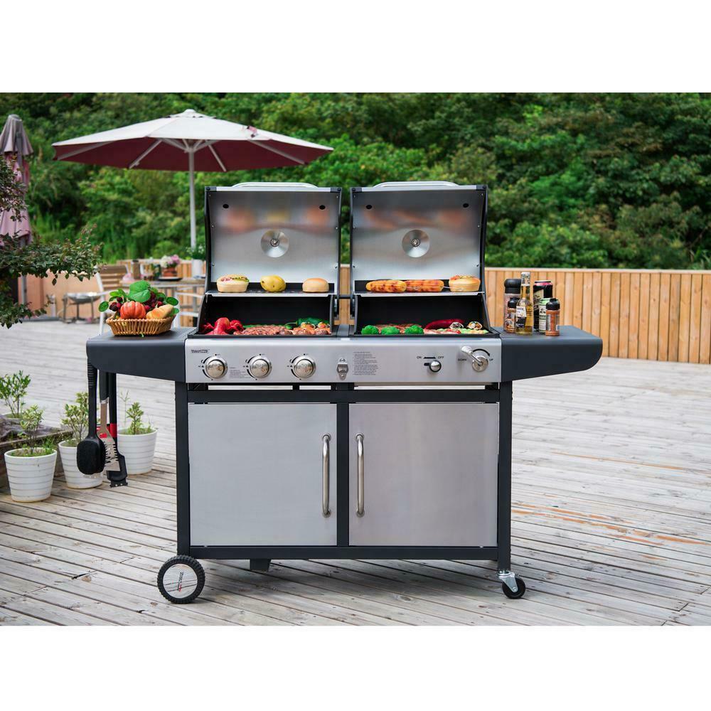 3-Burner Propane Gas and Charcoal Combo Grill