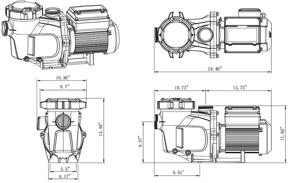 CIPU 1.5HP Variable Speed Inground Pool Pump 230V High Performance Intelligent Control for Swimming Pools All-Weather Water Clean Filter Pump System Replacement ETL Certificated, CSPPV711