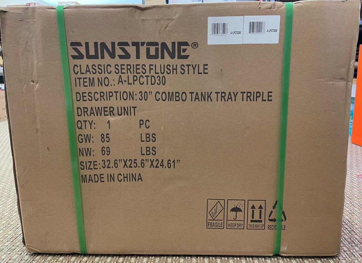 Sunstone 30" 304 Stainless Steel Flush Tank Tray Triple Drawer Combo A-LPCTD30