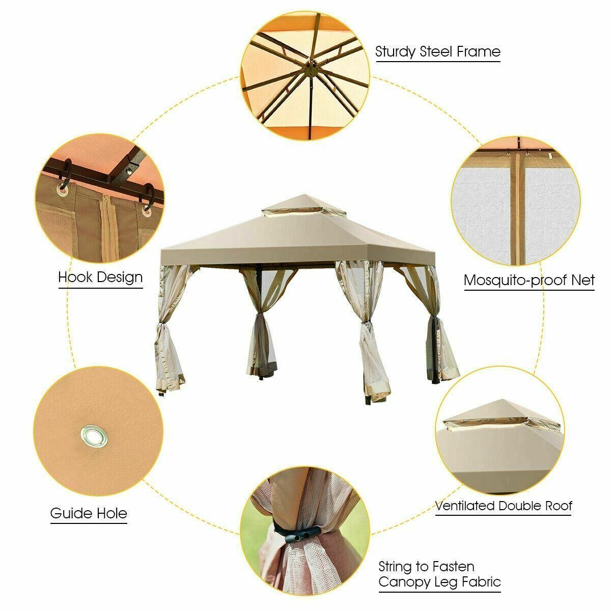 ModernOutdoor 2-Tier 10' x 10' Screw-free Structure Shelter Awning Gazebo Canopy