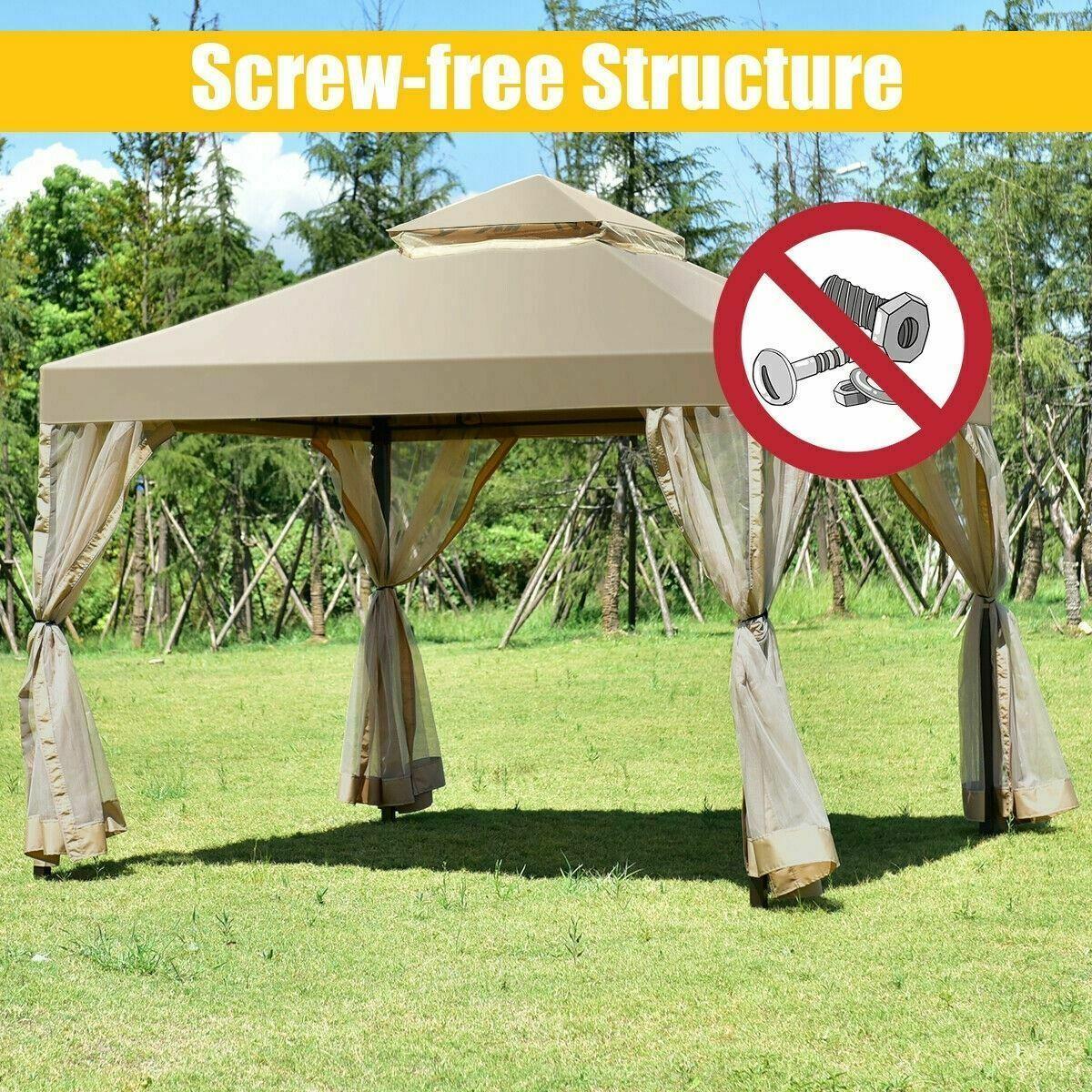 ModernOutdoor 2-Tier 10' x 10' Screw-free Structure Shelter Awning Gazebo Canopy