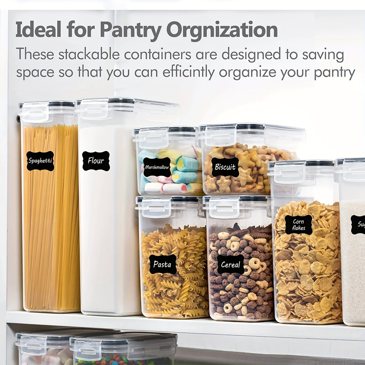6/12pcs Airtight Food StoraContainers W/Lids,BPA Plastic Dry Food Canisters For Kitchen Pantry Organization And Storage,Dishwasher Safe
